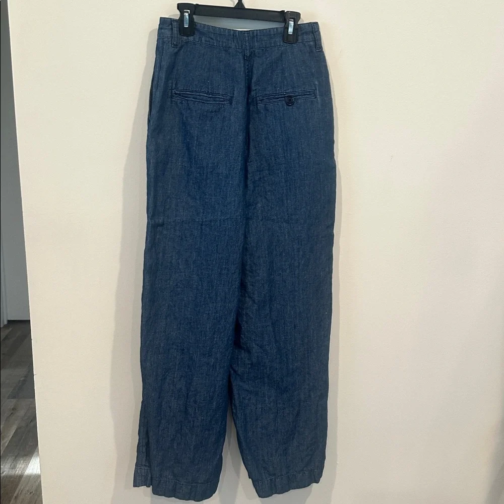 COS blue linen blend wide leg pants size 4